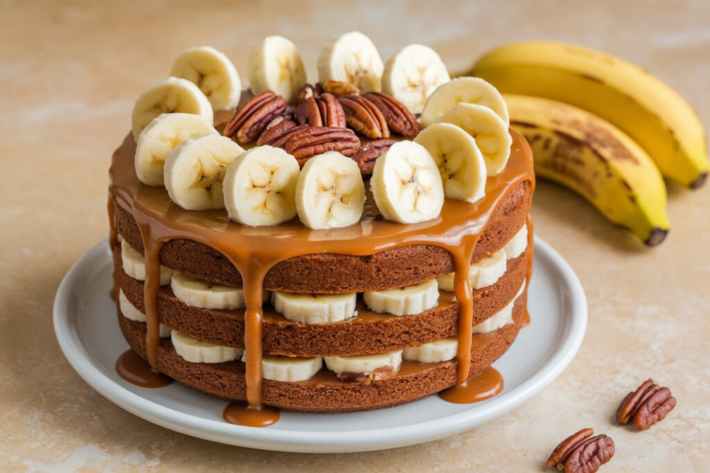 Banana Pecan Caramel Layer Cake Recipe