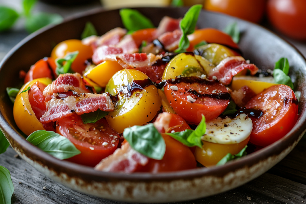 Tomato Salad with Arugula Bacon