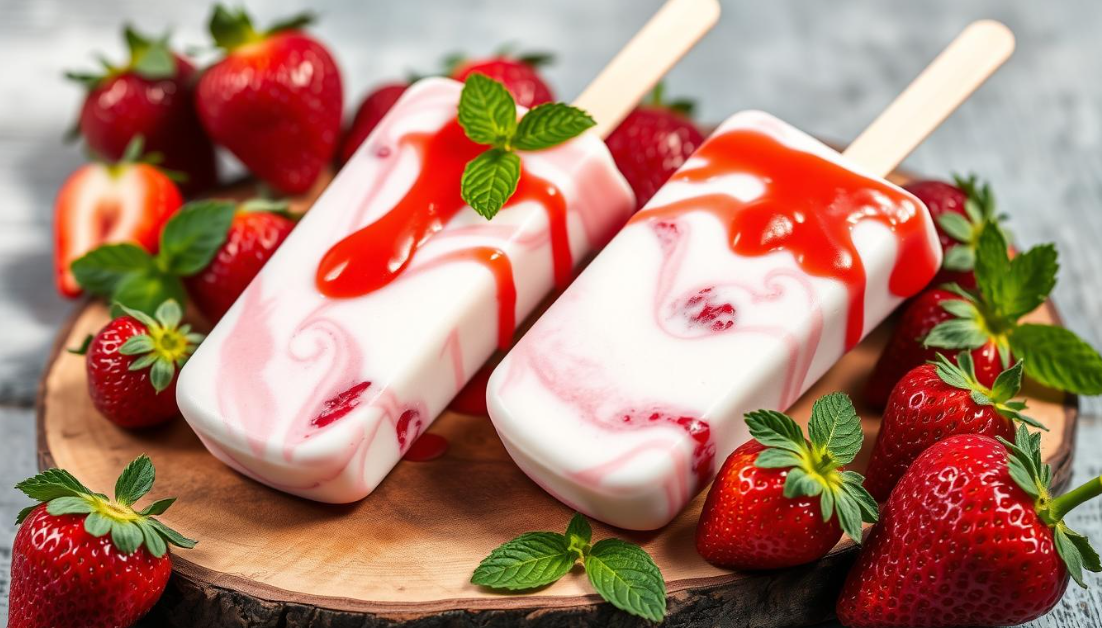 creamy strawberry cheesecake popsicles with no yogurt